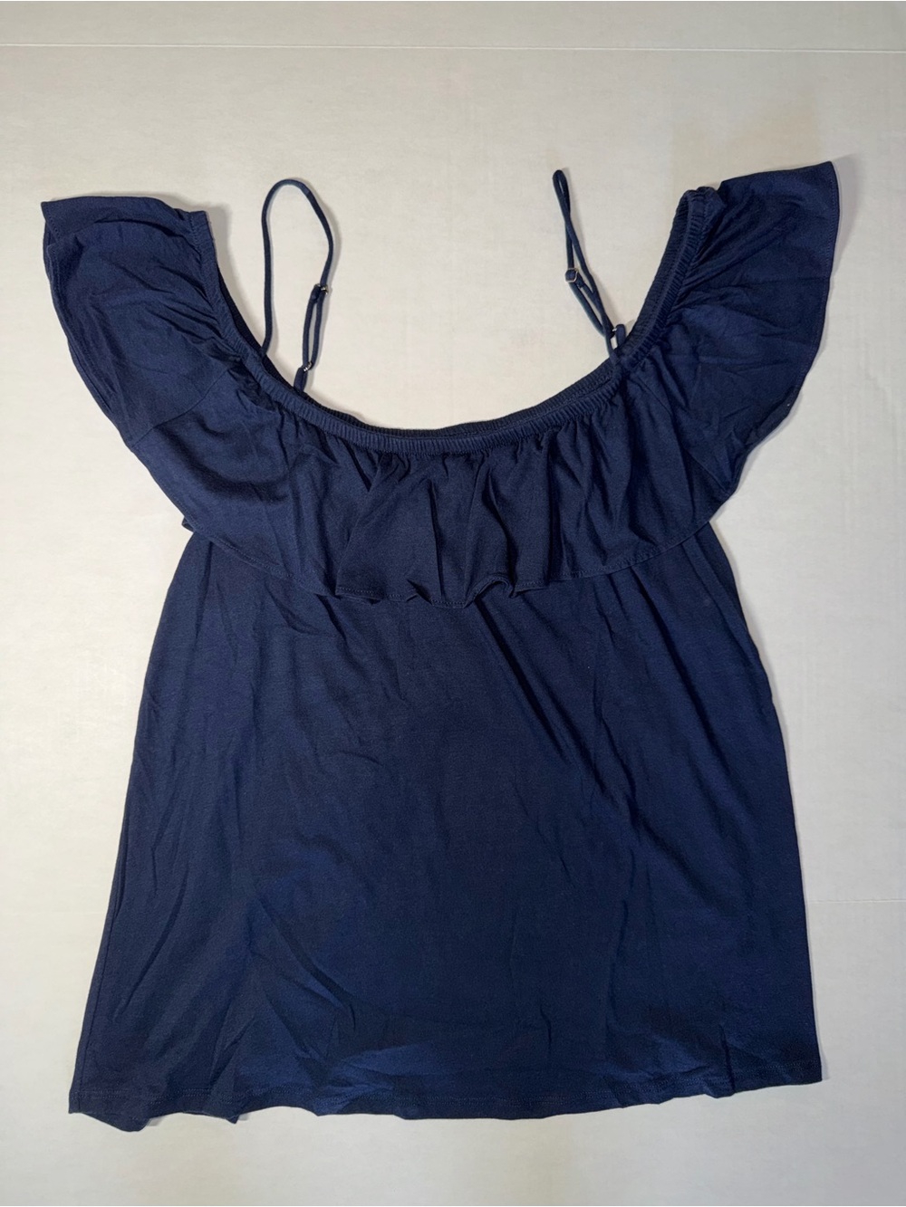 Lilly Pulitzer Navy Off-Shoulder Ruffle Tank with Straps